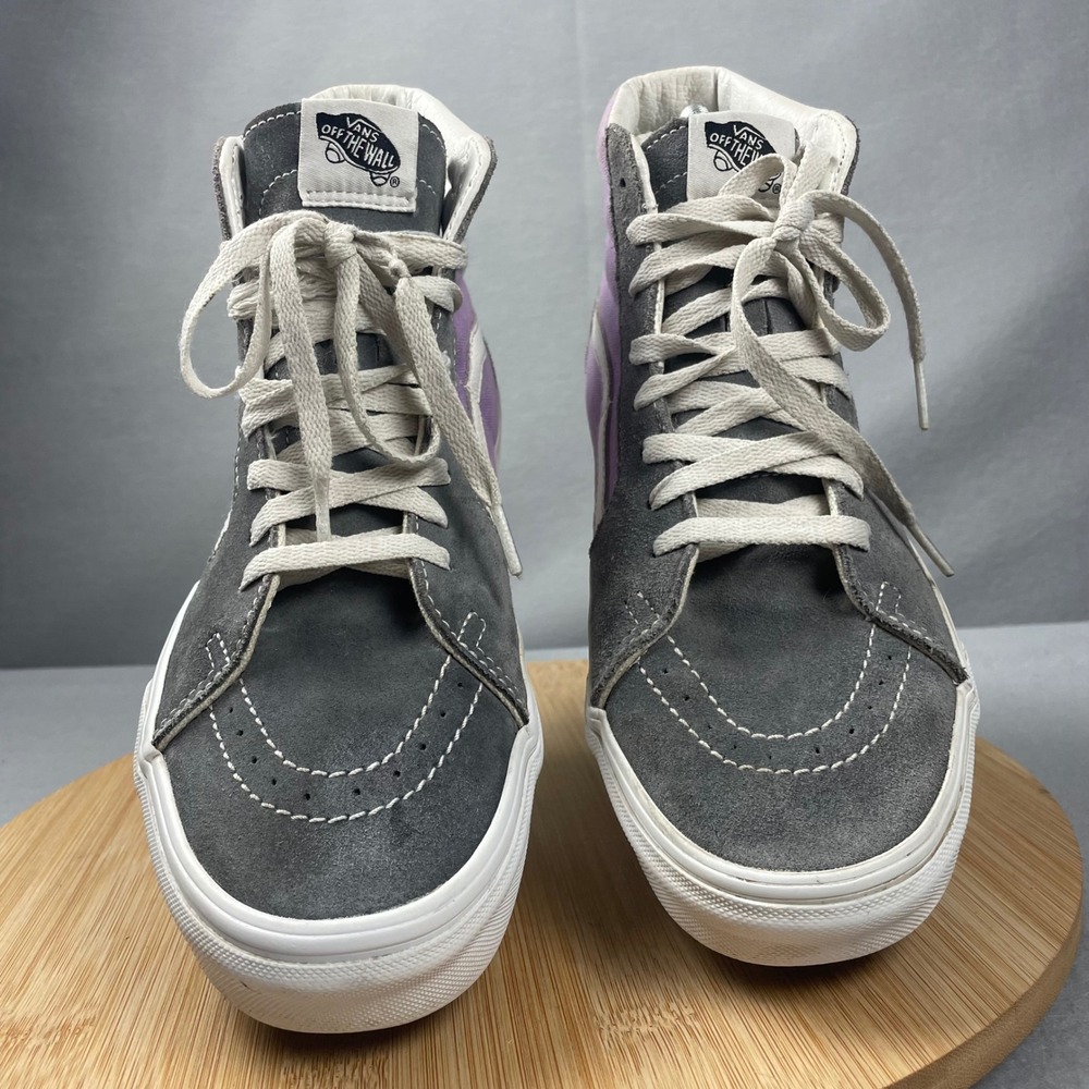 Vans Sk8 Hi High Top Suede Canvas Sneakers‎ Lilac Gray Women 10 Mens 8.5
